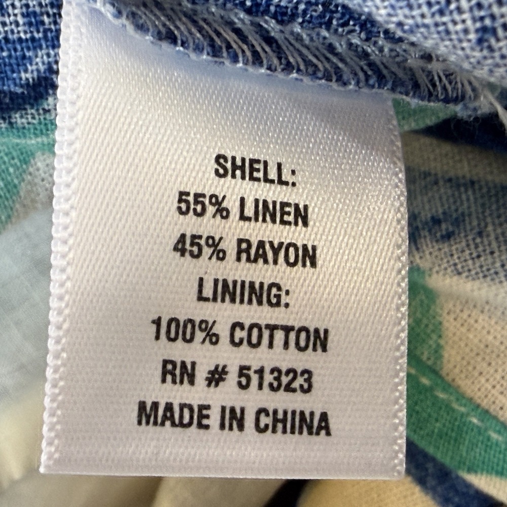 1 State Maxi Dress Womens Size Large Blue Floral Linen Blend Open Back High Slit - Picture 12 of 14
